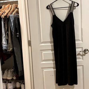 Black sundress with woven straps
